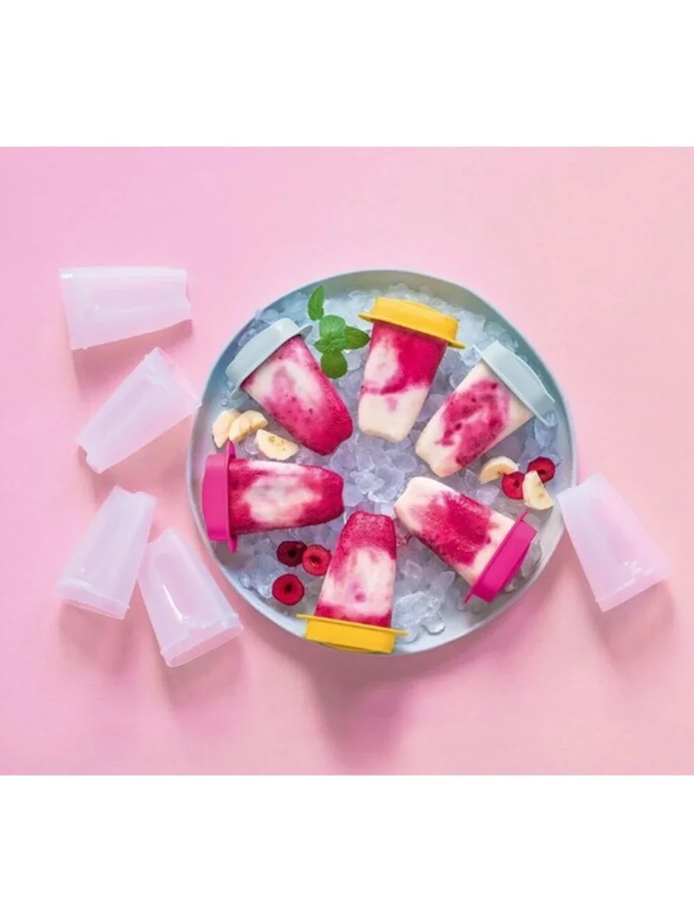 Lollitups™ 6-Piece Ice Pop Molds Set with Drip Shields - Pink Punch, Sunflower
